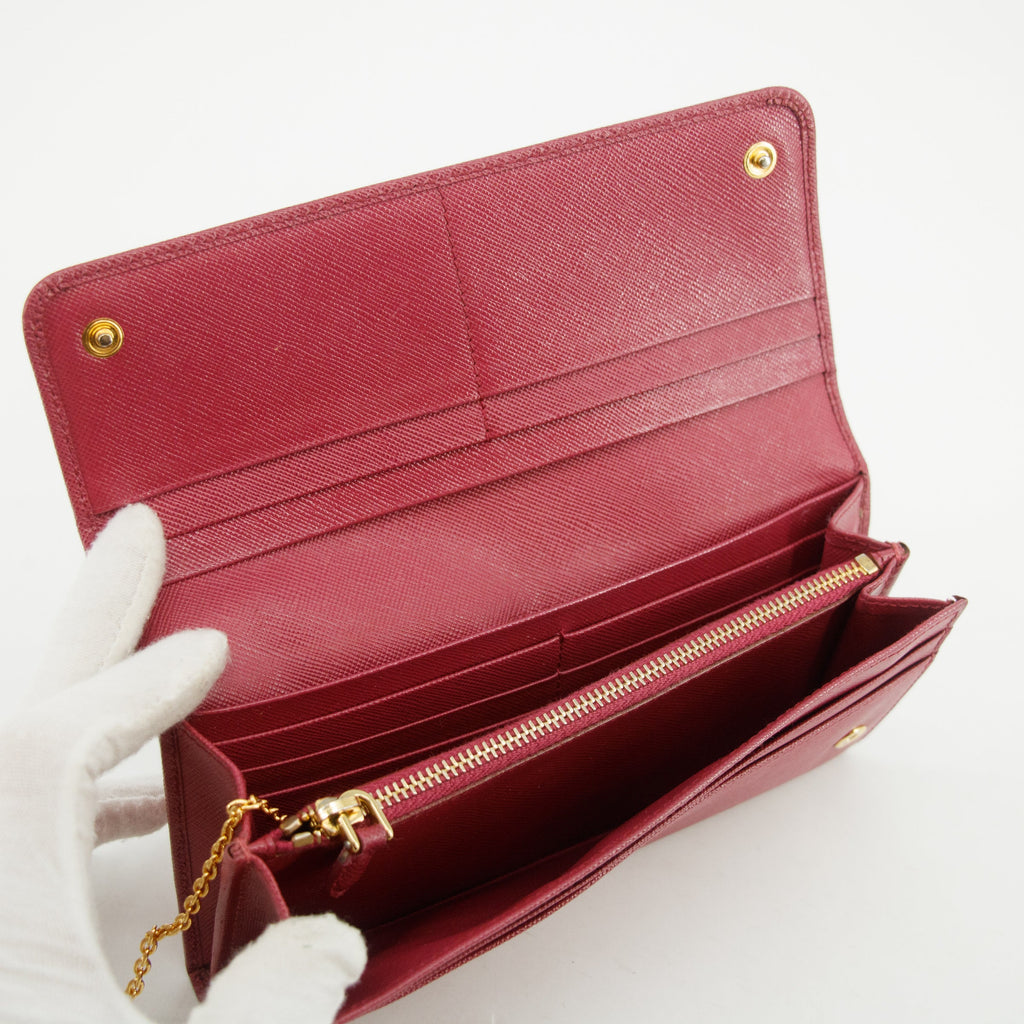 Prada Saffiano Leather Pink Continental Long Wallet #3808