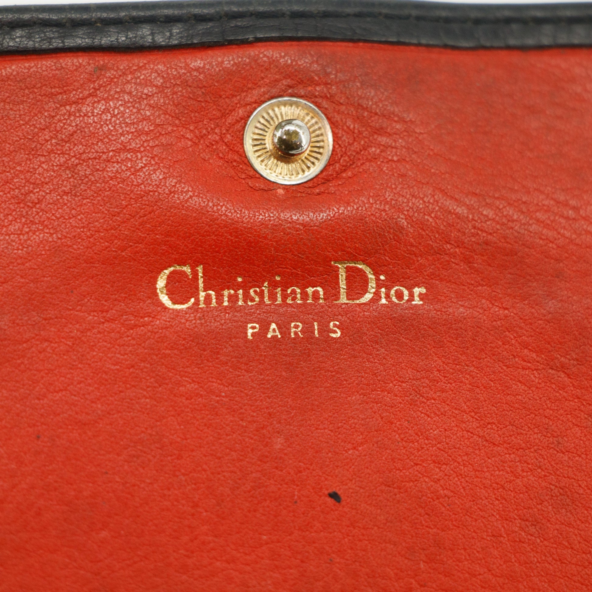 Christian Dior Vintage Black Leather Long Wallet #3818