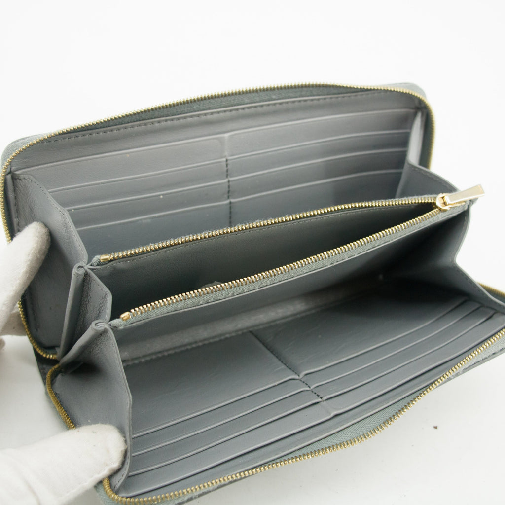 Celine Grey Leather Zippy Long Wallet #3821