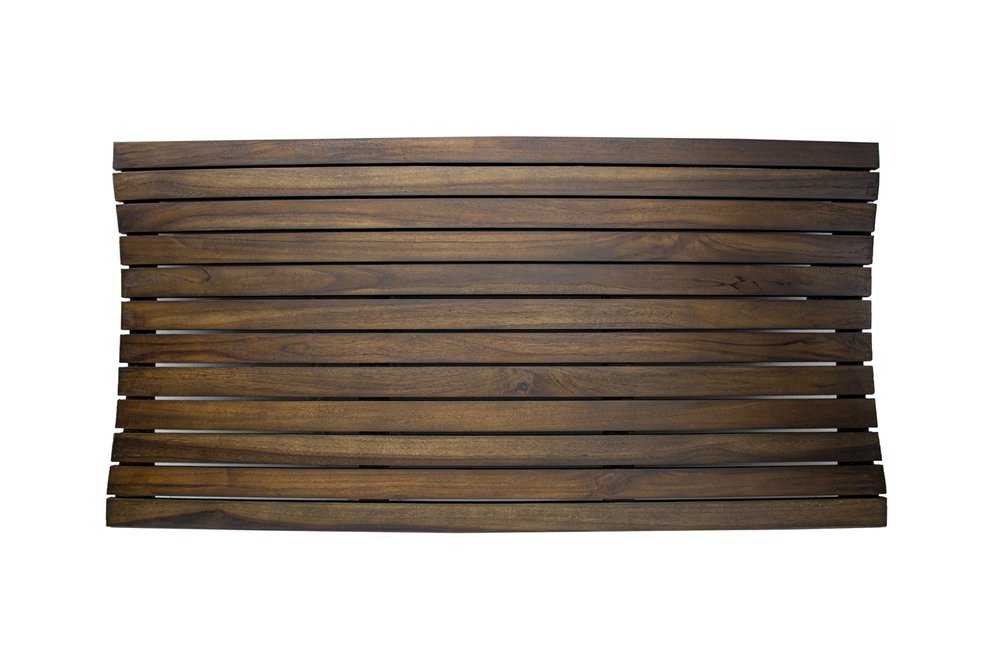 31" Dark Brown Teak Slat Non Slip Bath Mat