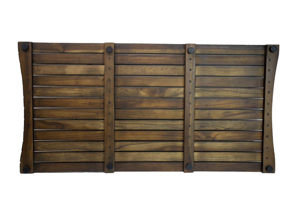 31" Dark Brown Teak Slat Non Slip Bath Mat