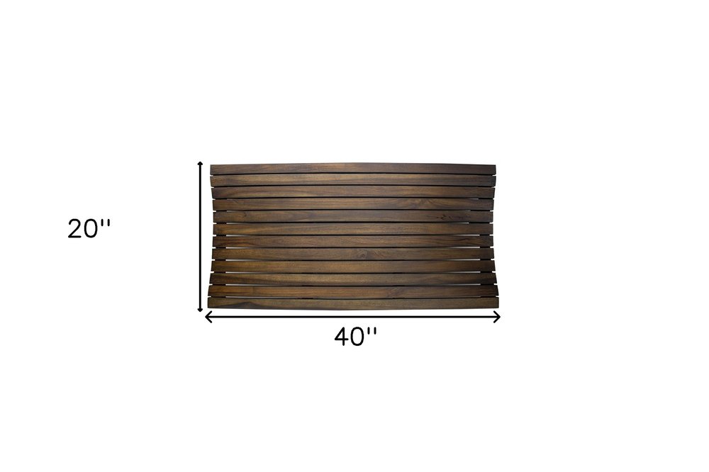 40" Dark Brown Teak Slat Non Slip Bath Mat