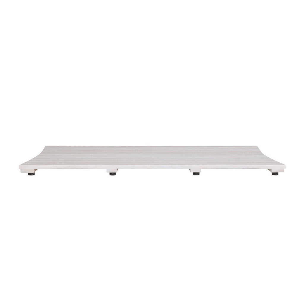 40" White Teak Slat Non Slip Bath Mat