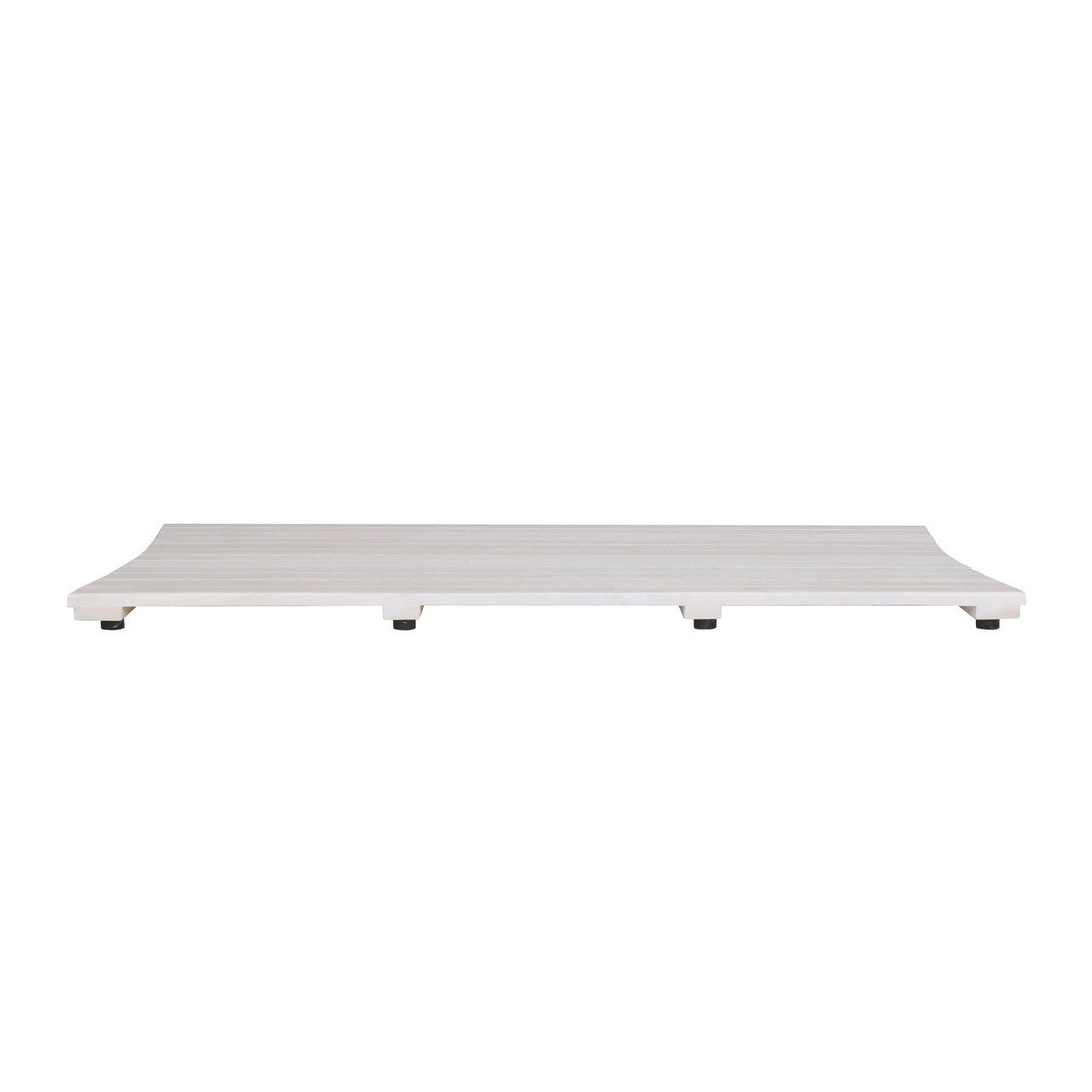 40" White Teak Slat Non Slip Bath Mat