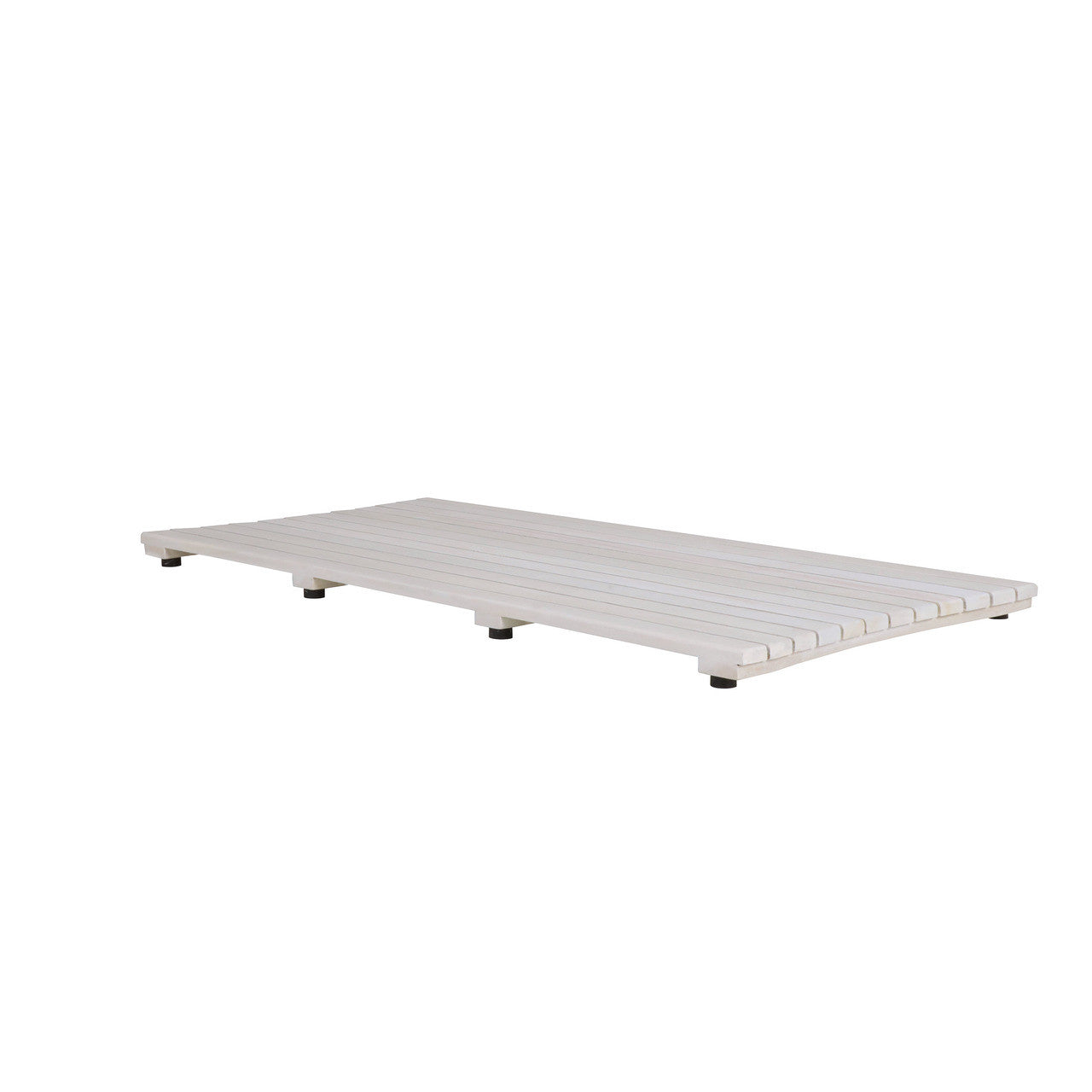 40" White Teak Slat Non Slip Bath Mat