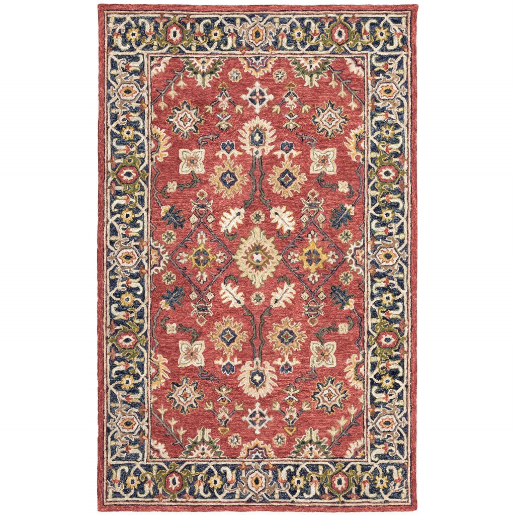 4' X 6' Red And Blue Bohemian Area Rug