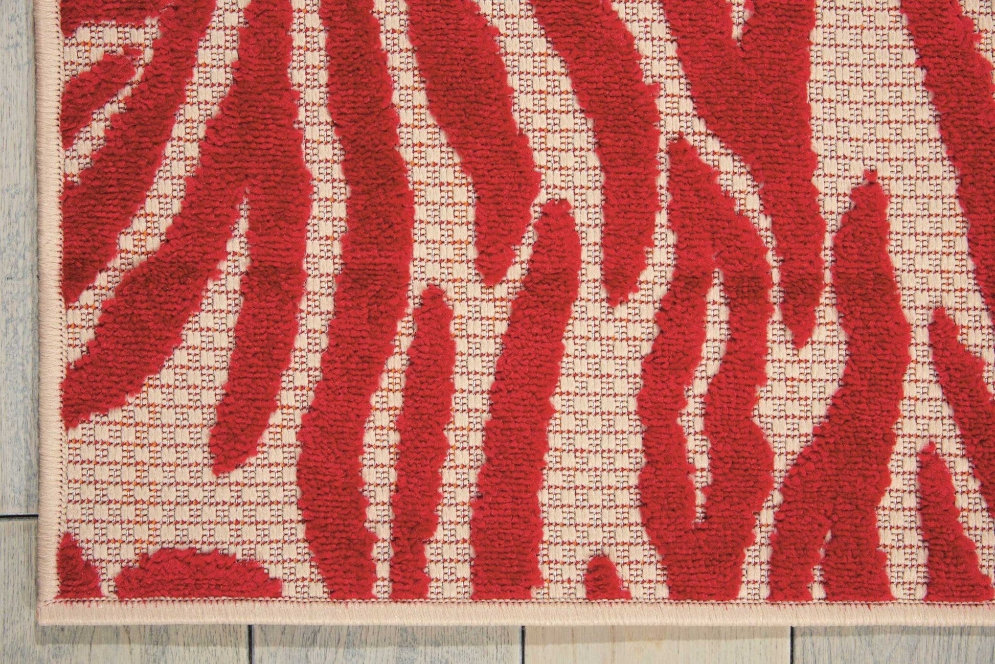 5' x 8' Red Zebra Pattern Indoor Outdoor Area Rug