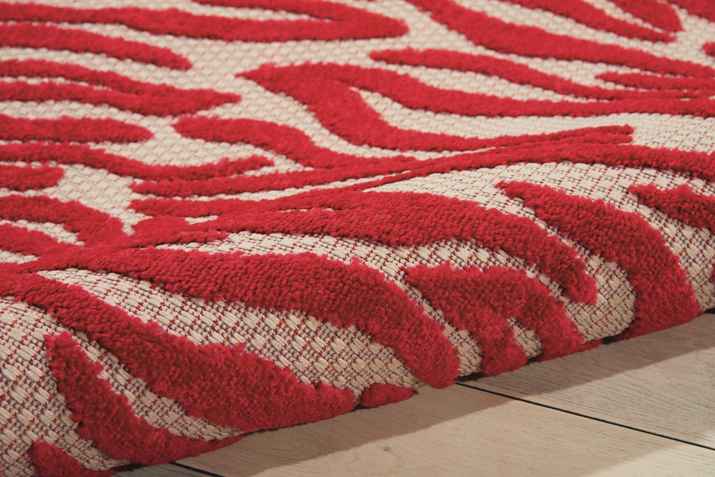 5' x 8' Red Zebra Pattern Indoor Outdoor Area Rug