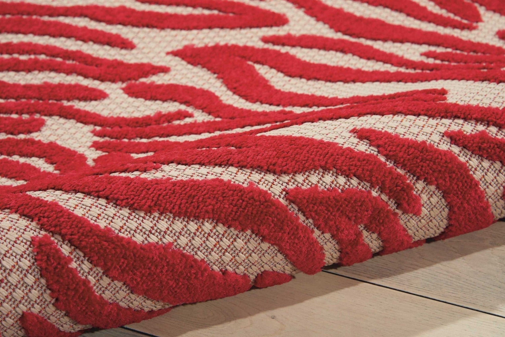5' x 8' Red Zebra Pattern Indoor Outdoor Area Rug