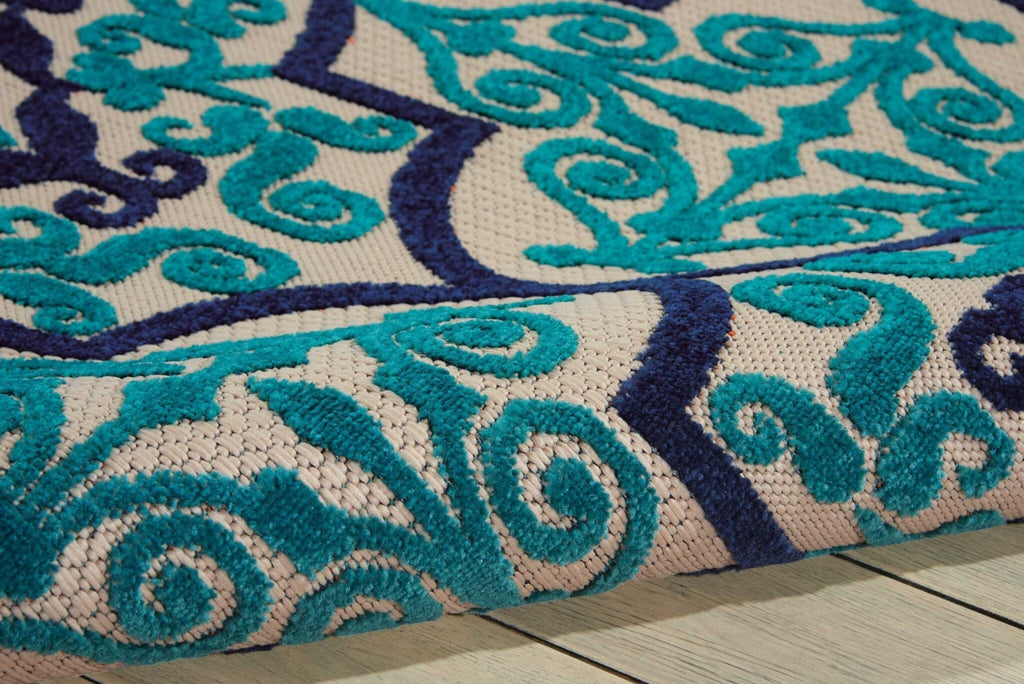 8' x 11' Navy and Beige Trellis Indoor Outdoor Area Rug