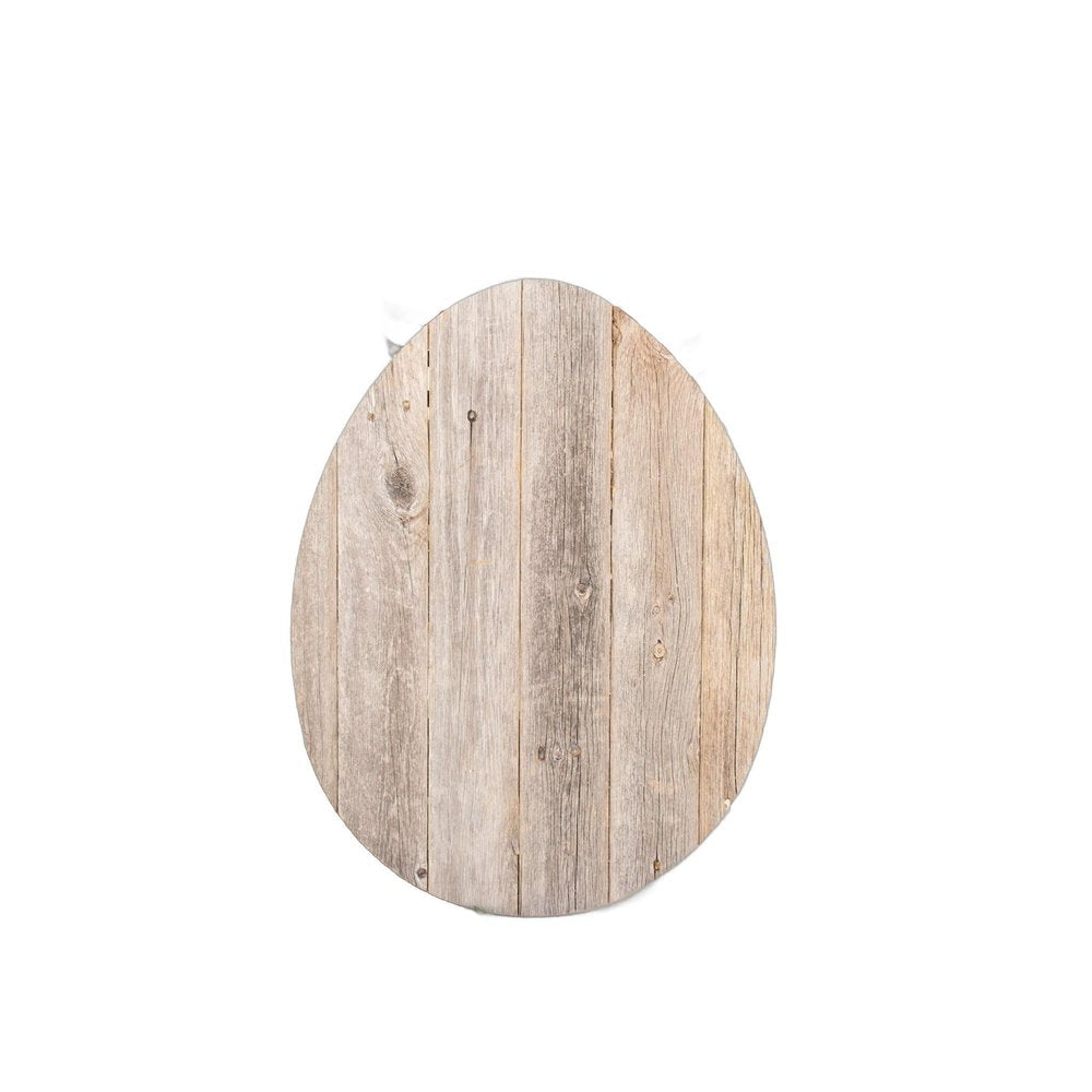 24" X 18" Gray Reclaimed Wood Egg Shaped Wall Decor