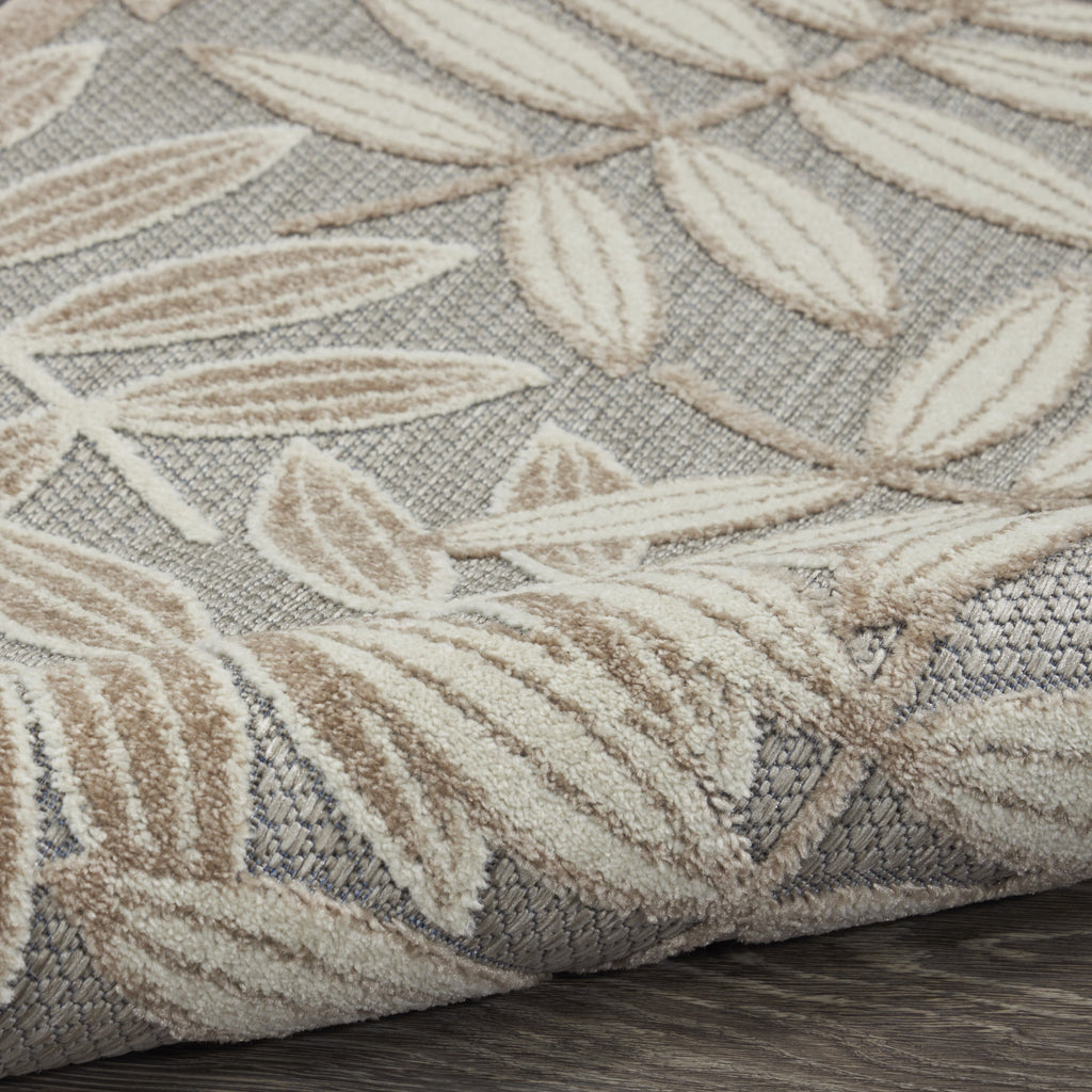 5' x 8' Natural Leaves Indoor Outdoor Area Rug