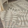 5' x 8' Natural Leaves Indoor Outdoor Area Rug
