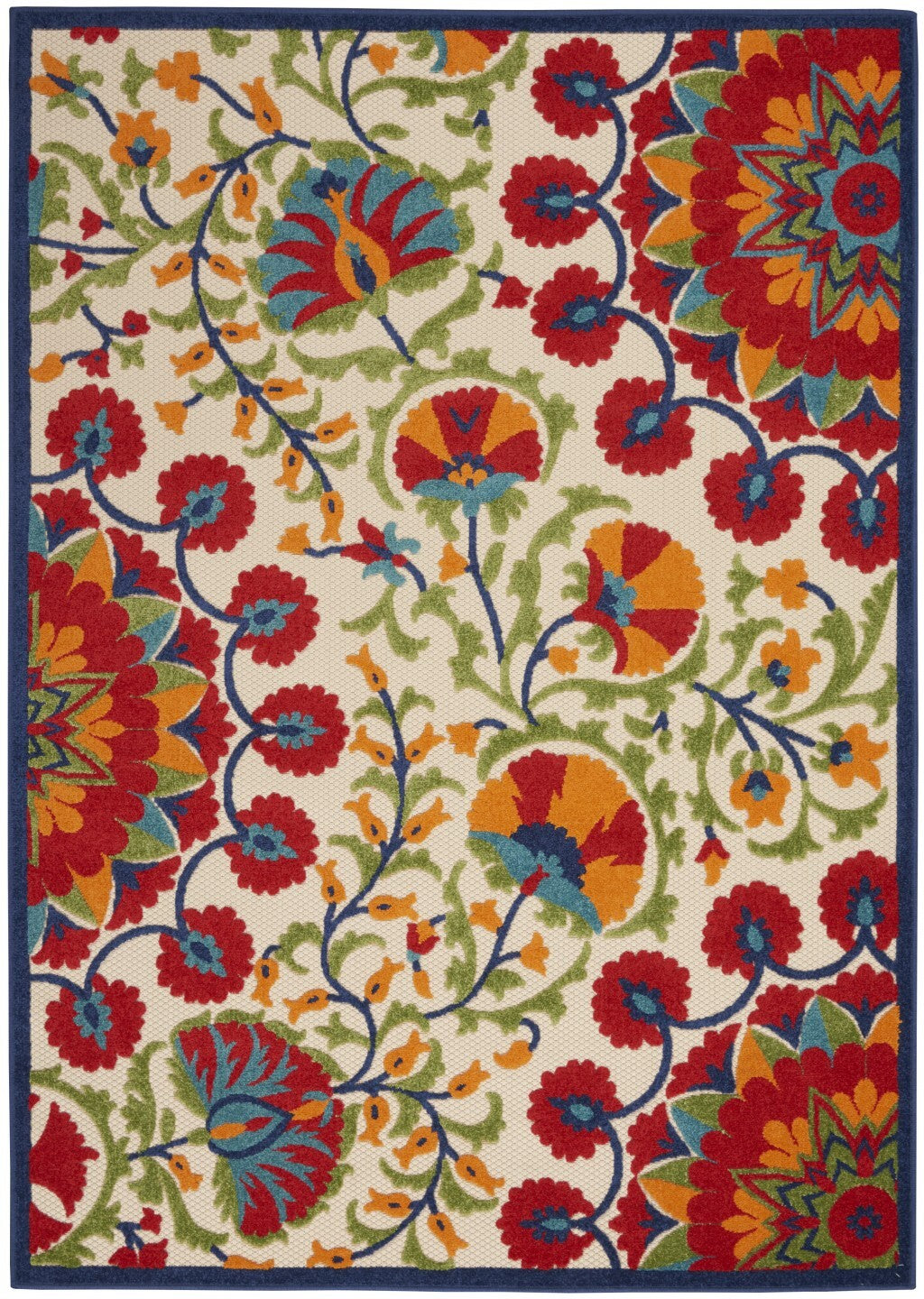 7' x 10' Red and Multicolor Indoor Outdoor Area Rug