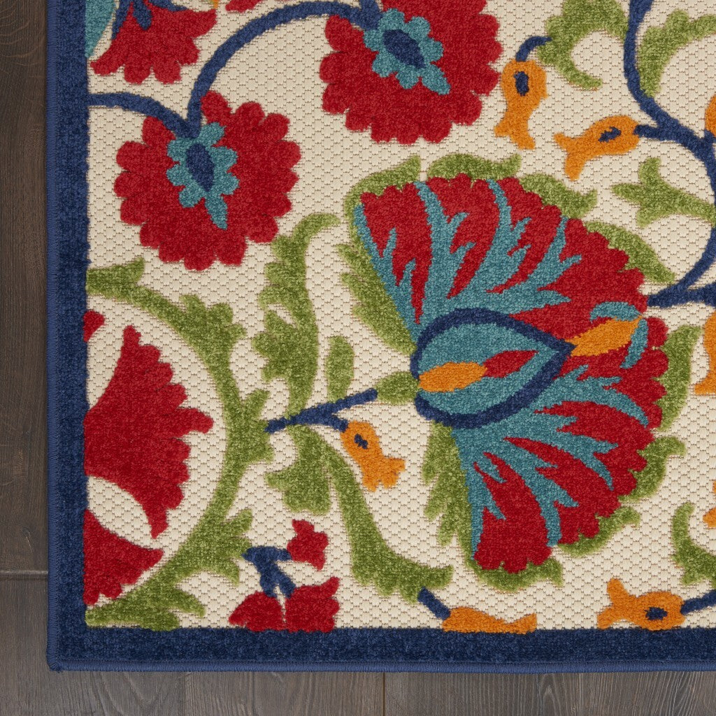 5' x 8' Red and Multicolor Indoor Outdoor Area Rug