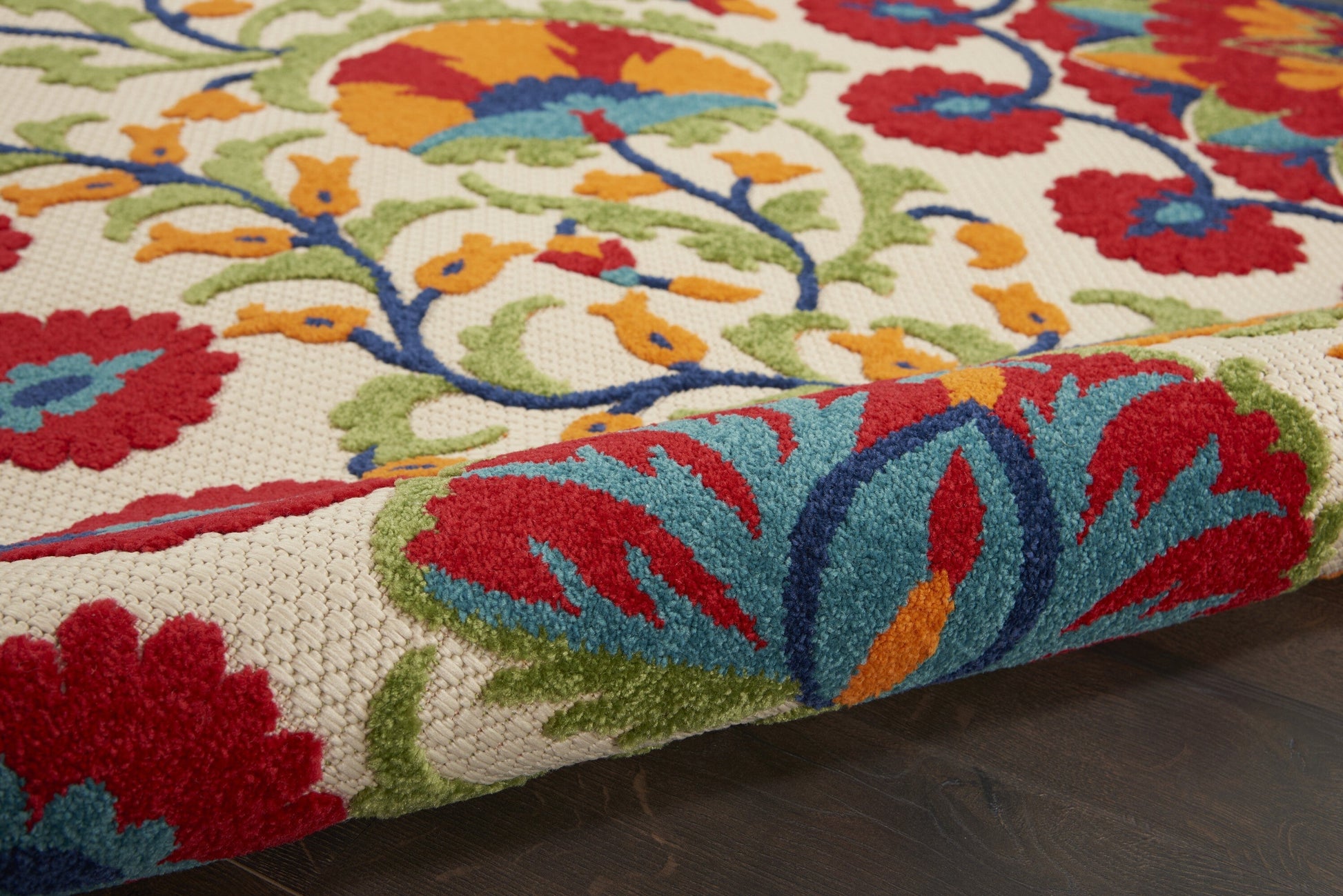 5' x 8' Red and Multicolor Indoor Outdoor Area Rug
