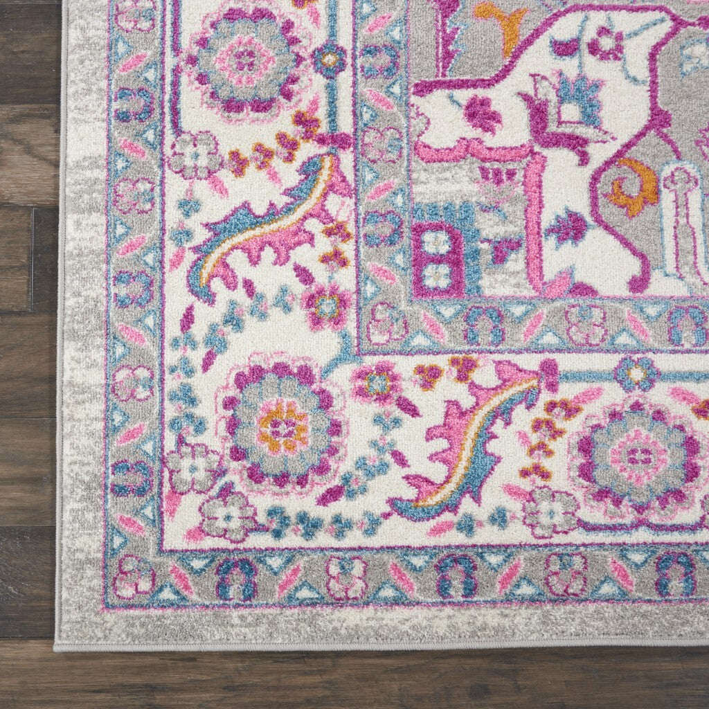 8' X 10' Pink And Gray Power Loom Area Rug