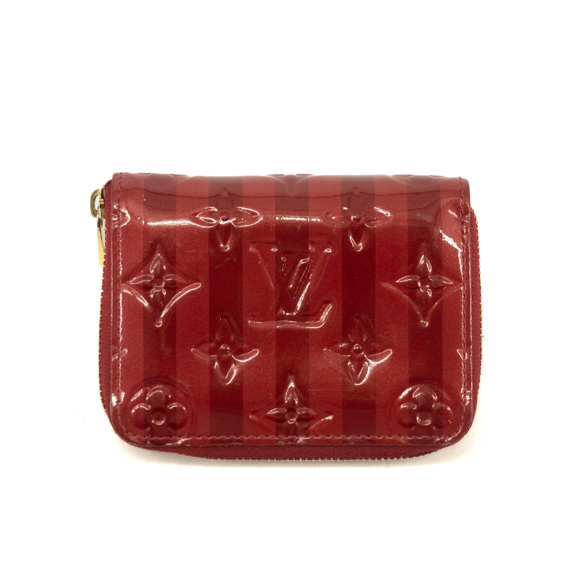 Louis Vuttion Red Vernis Zippy Compact Card Case #3862