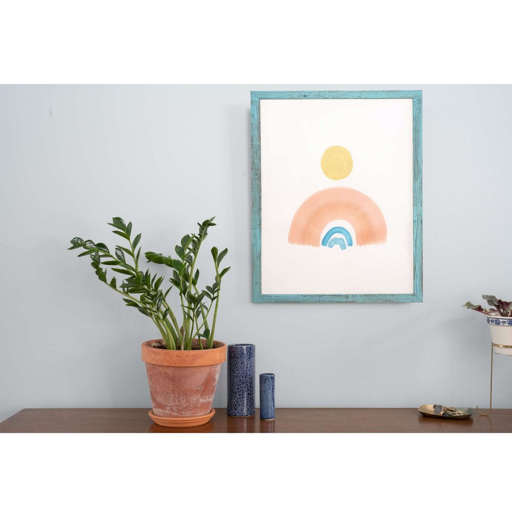 16" x 20" Blue Solid Wood Hanging Picture Frame