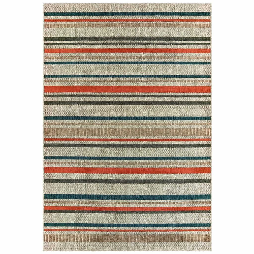 6' x 9' Grey Blue Geometric Indoor Outdoor Area Rug