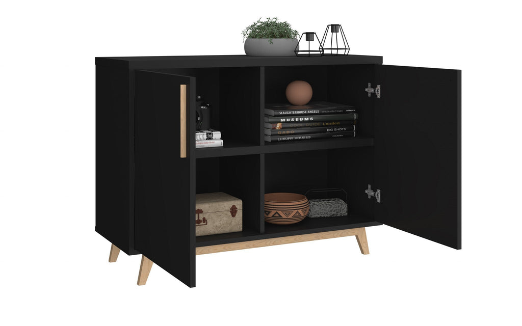 Modern Black and Natural Two Door Buffet
