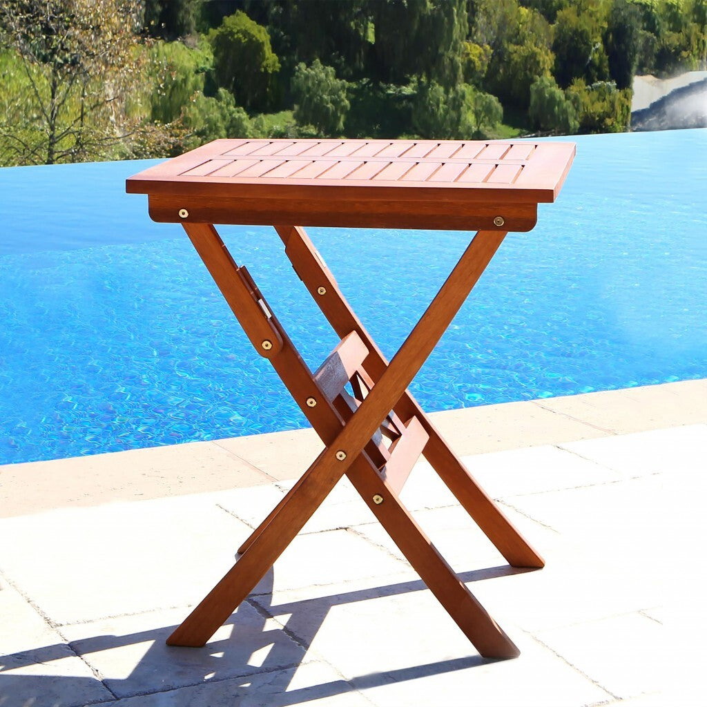 Sienna Brown Folding Serving Table