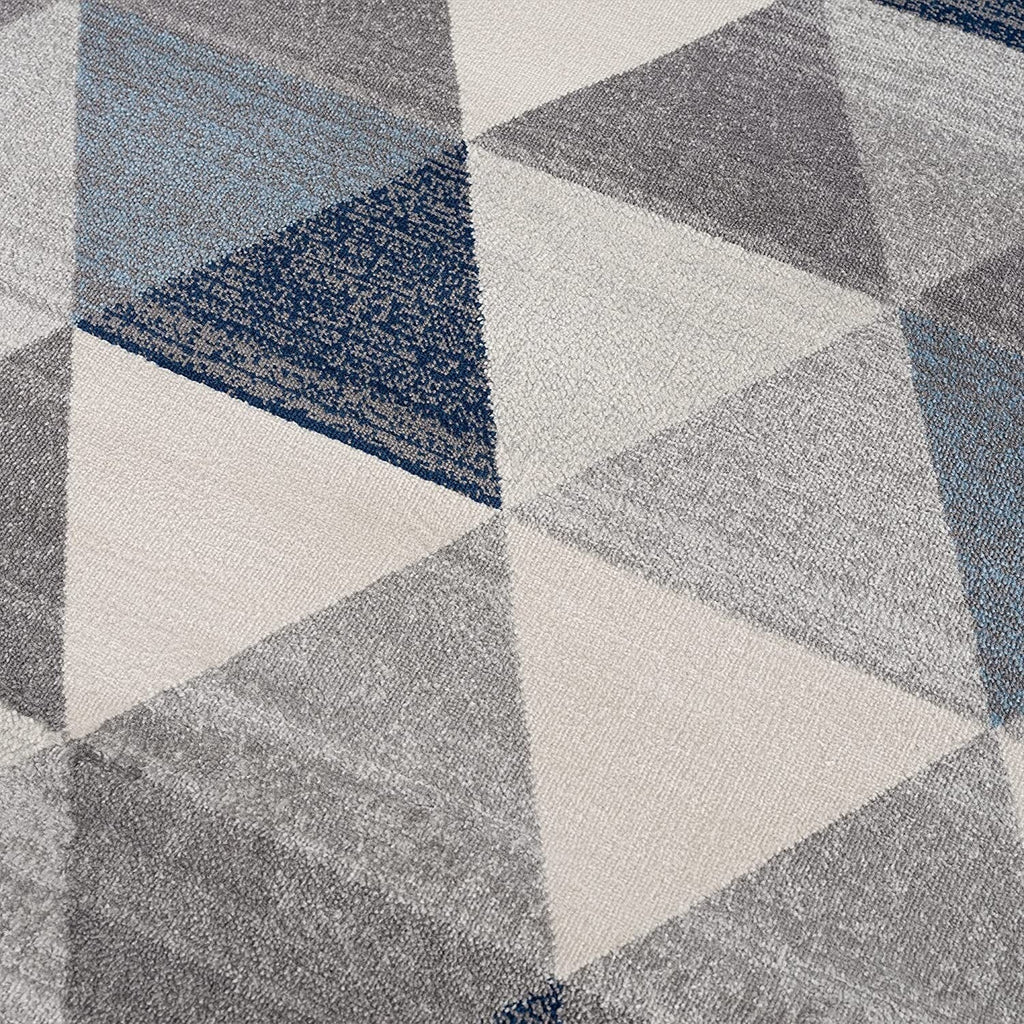 4' X 6' Navy Blue Geometric Diamond Area Rug