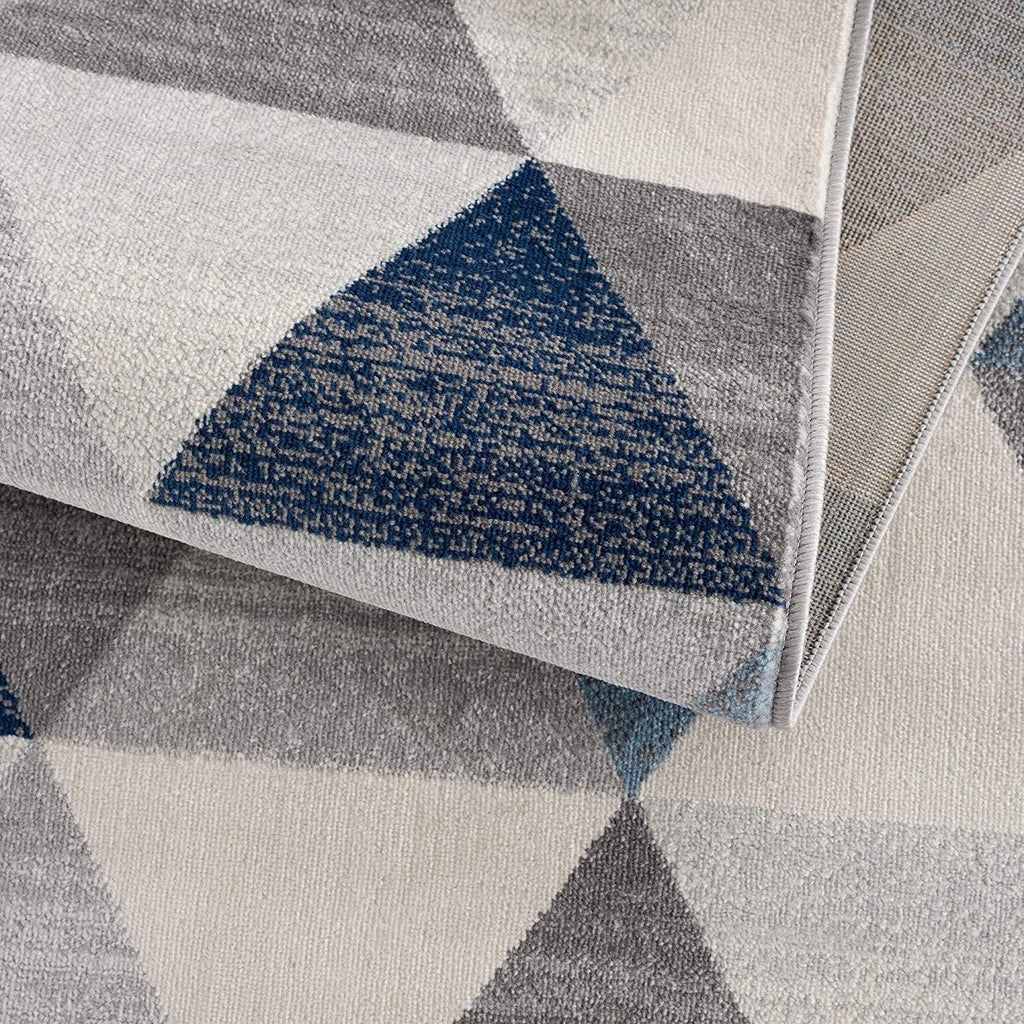 4' X 6' Navy Blue Geometric Diamond Area Rug