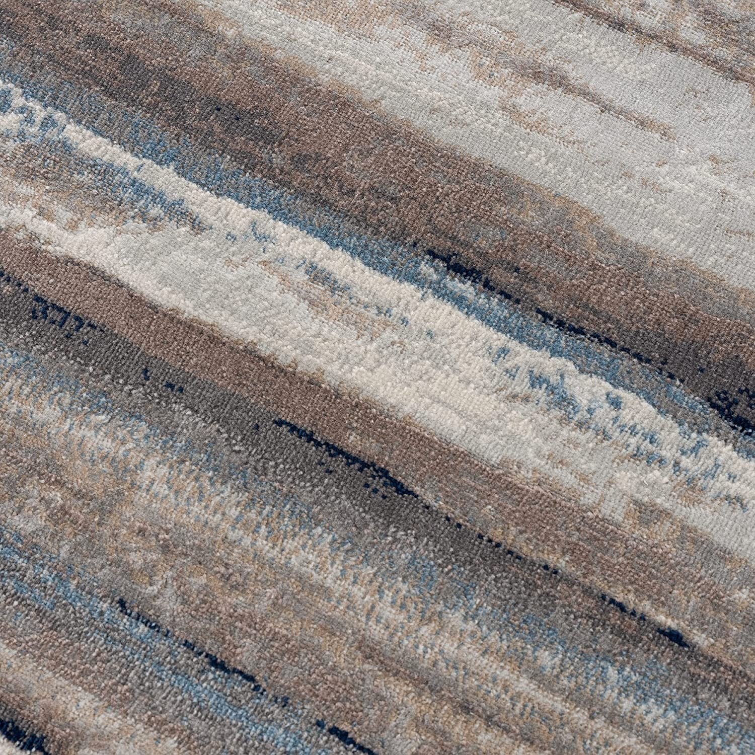 8' Blue Striped Runner Rug