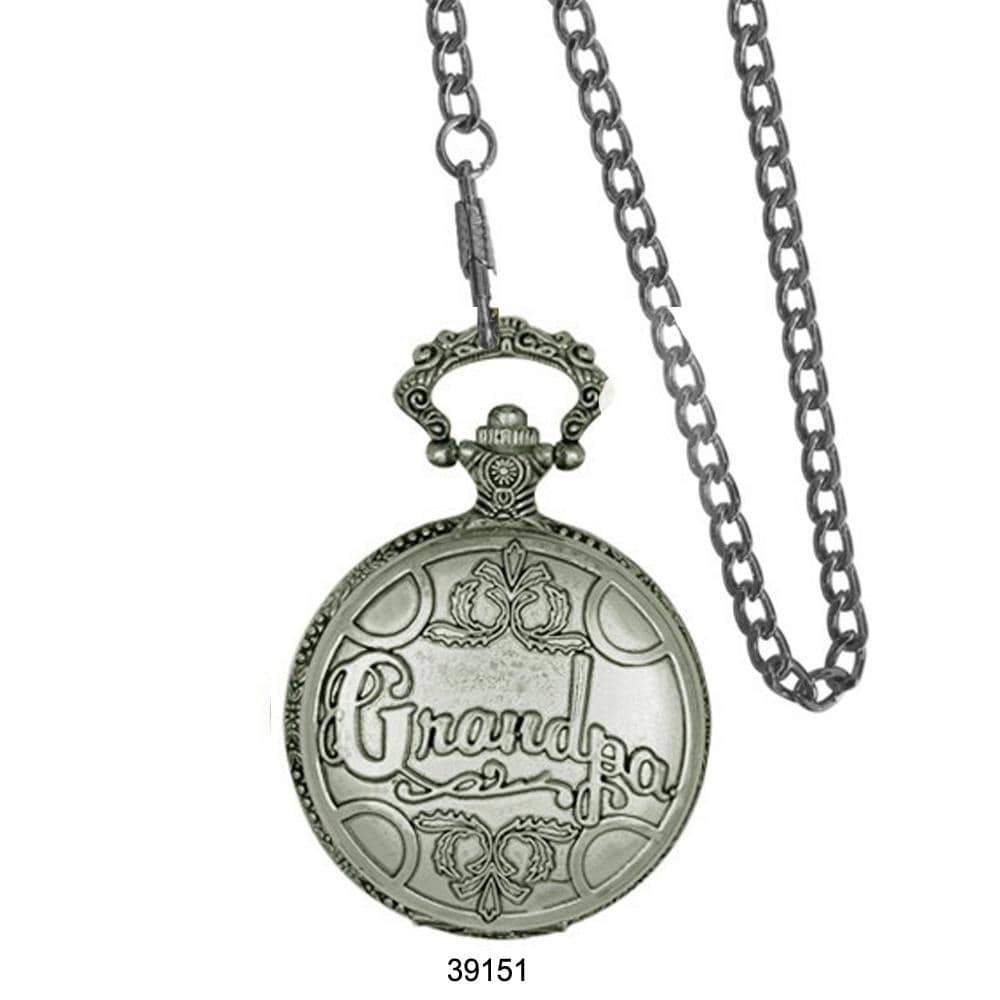 Engraved 46mm Grandpa Pocket Watch With Chain Vintage