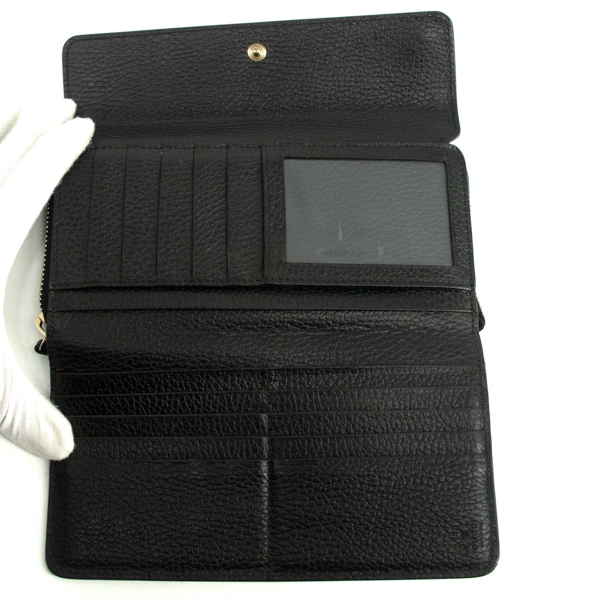 Gucci Interlocking G Black Zip Around Tri-fold Wallet #3917