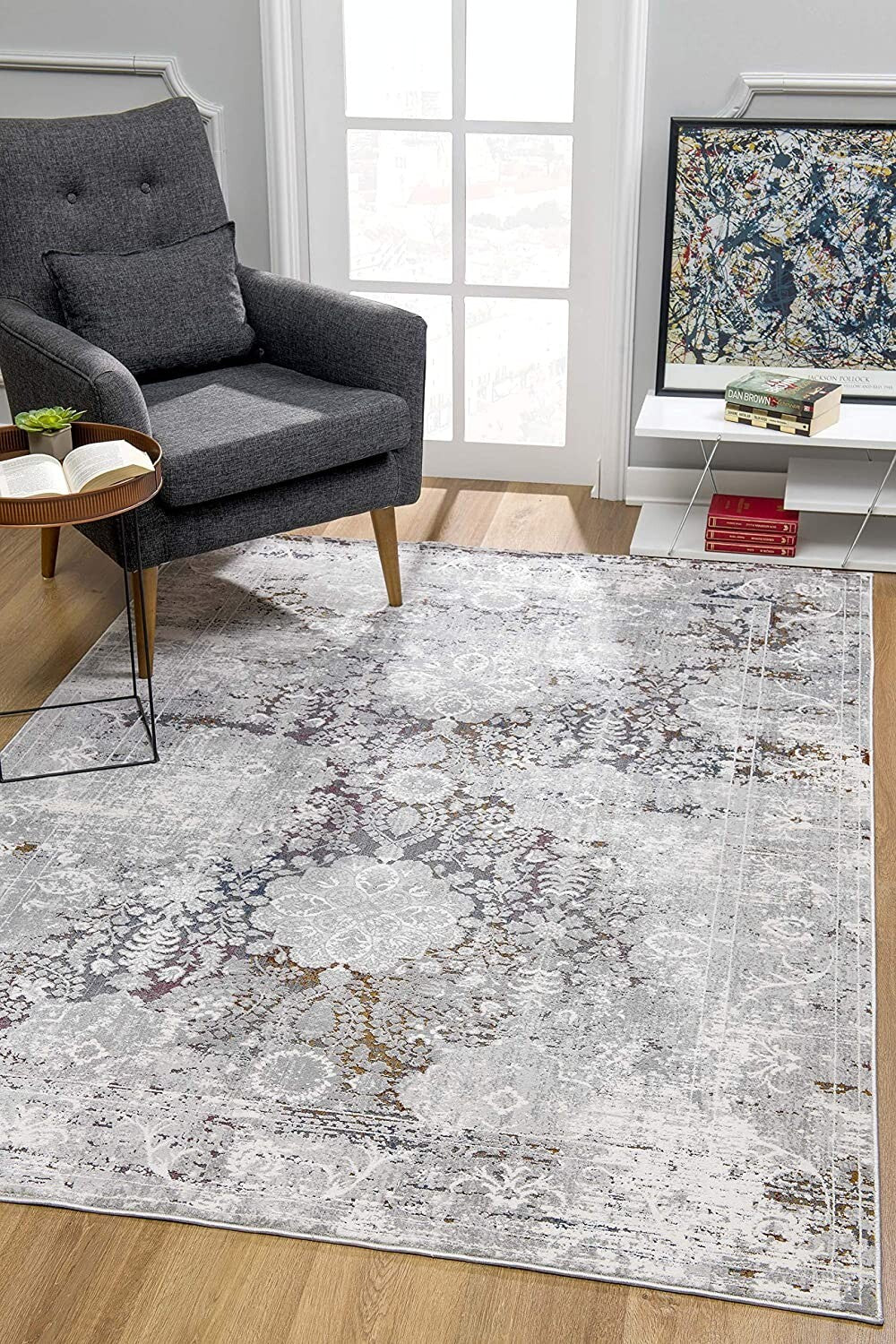 5" x 8" Gray Abstract Patterns Area Rug