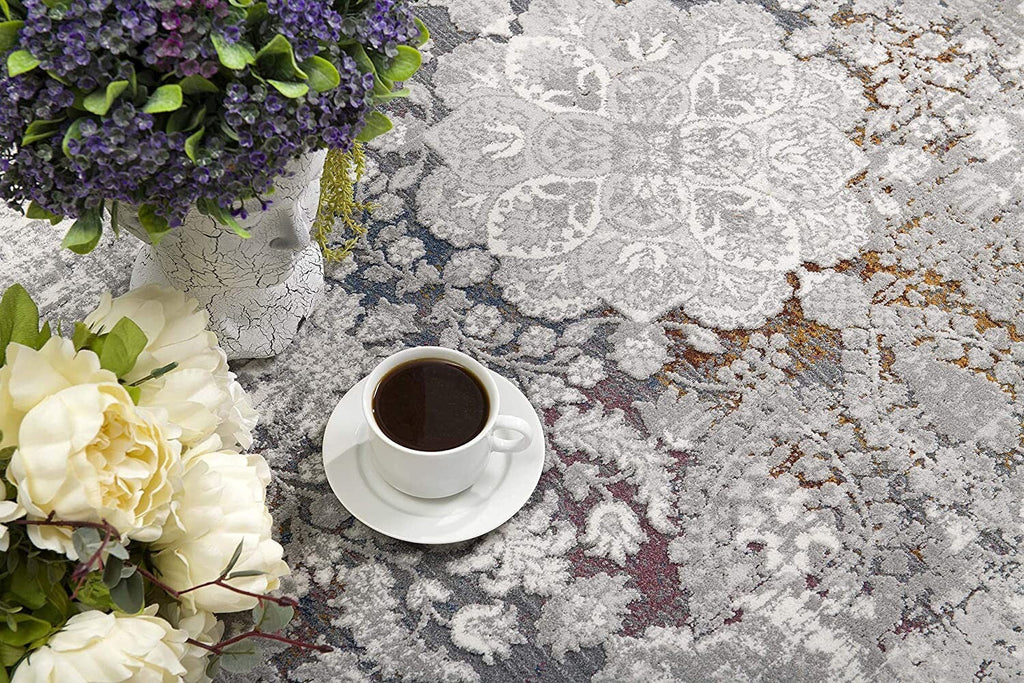 5" x 8" Gray Abstract Patterns Area Rug