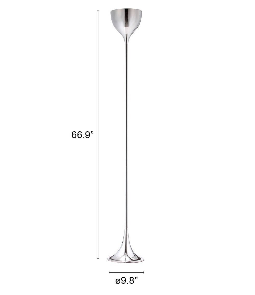 67" Steel Floor Lamp With Silver Steel Bell Shade
