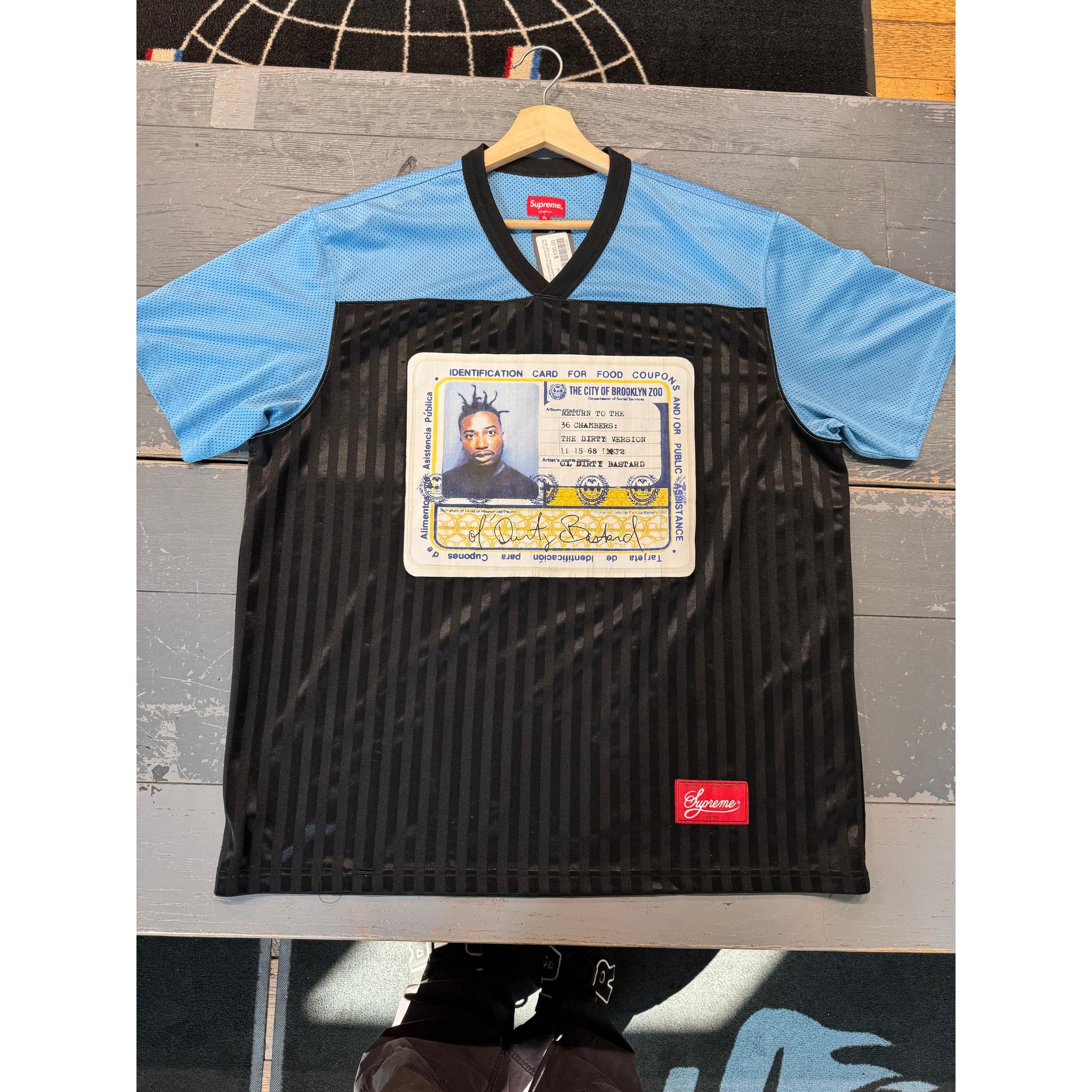 PRE OWNED Supreme Ol' Dirty Bastard Football Top Light Blue