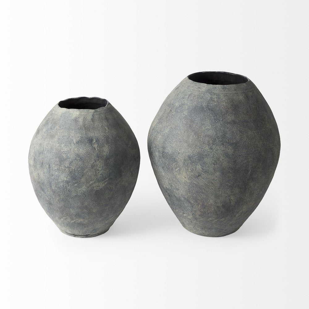 28" Gray Cylinder Ceramic Floor Vase