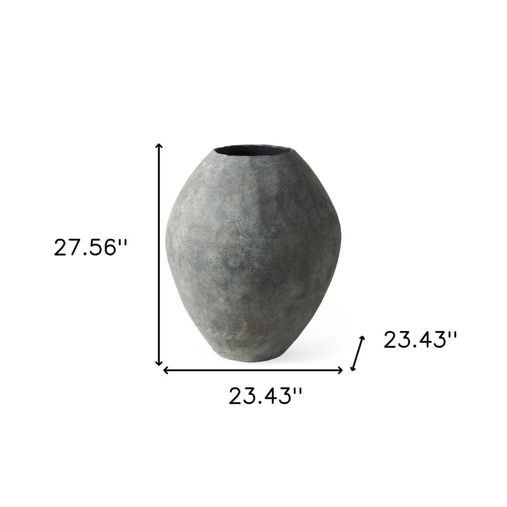 28" Gray Cylinder Ceramic Floor Vase