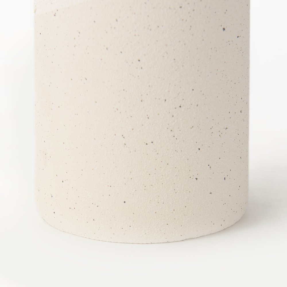 11" Cream And Off White Color Block Ceramic Cylinder Table Vase
