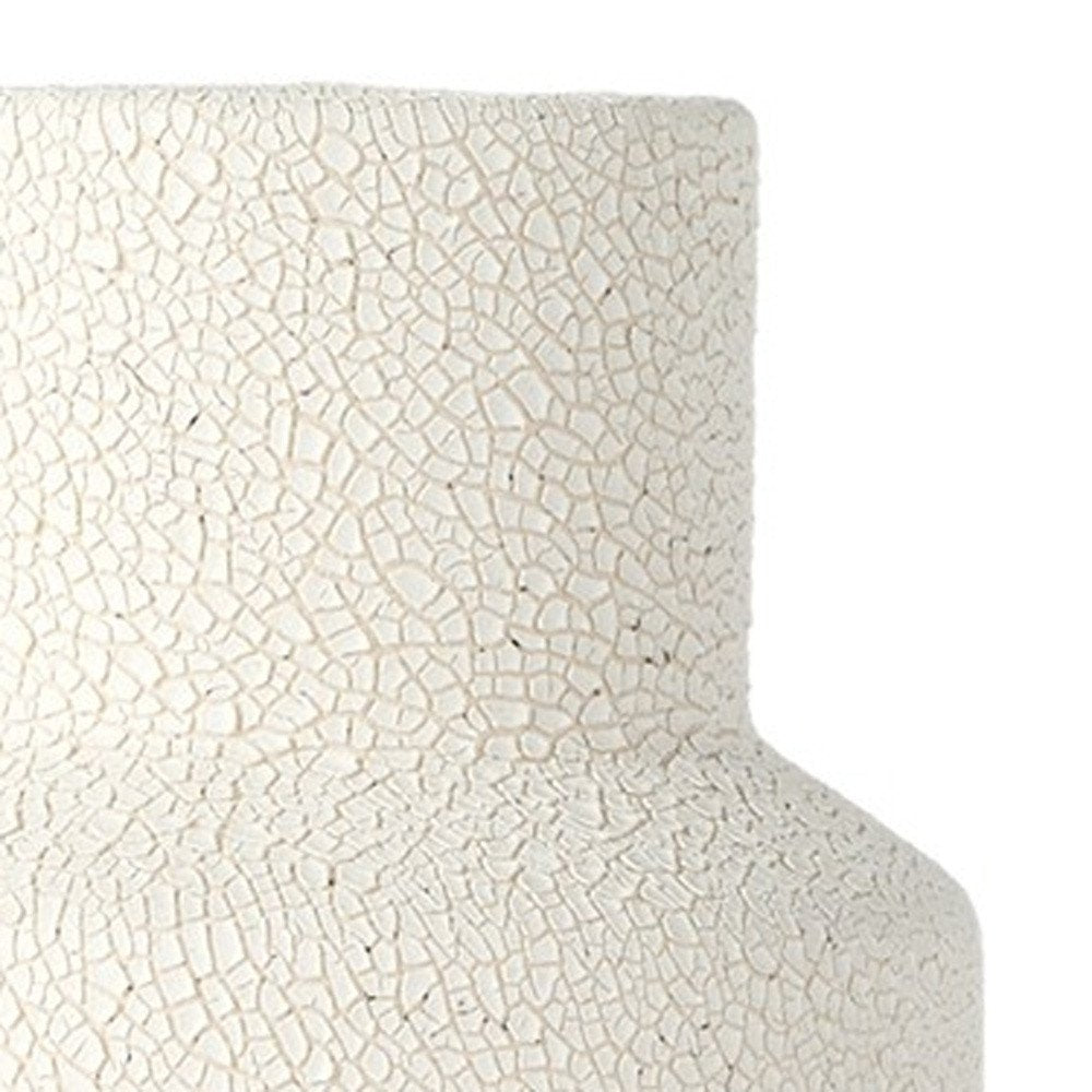 11" Cream And Off White Color Block Ceramic Cylinder Table Vase