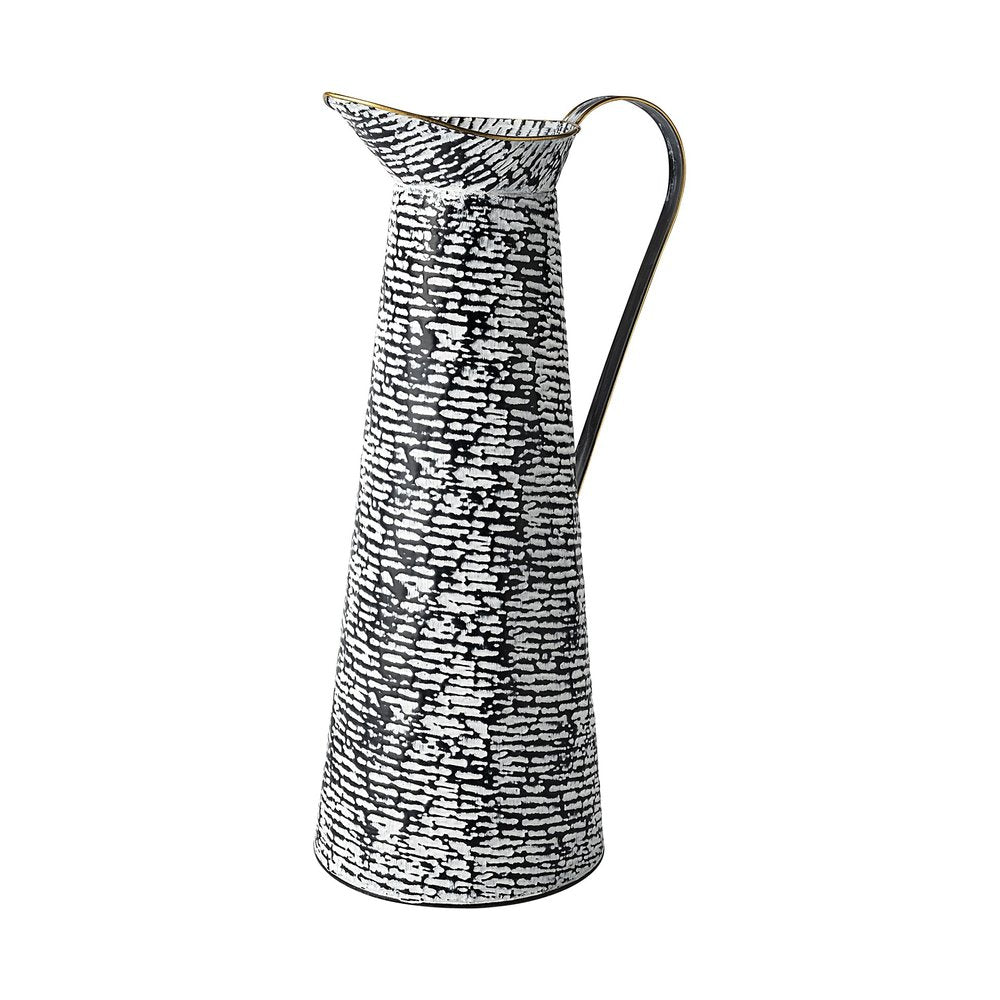 20" Black And White Cylinder Metal Urns Jars