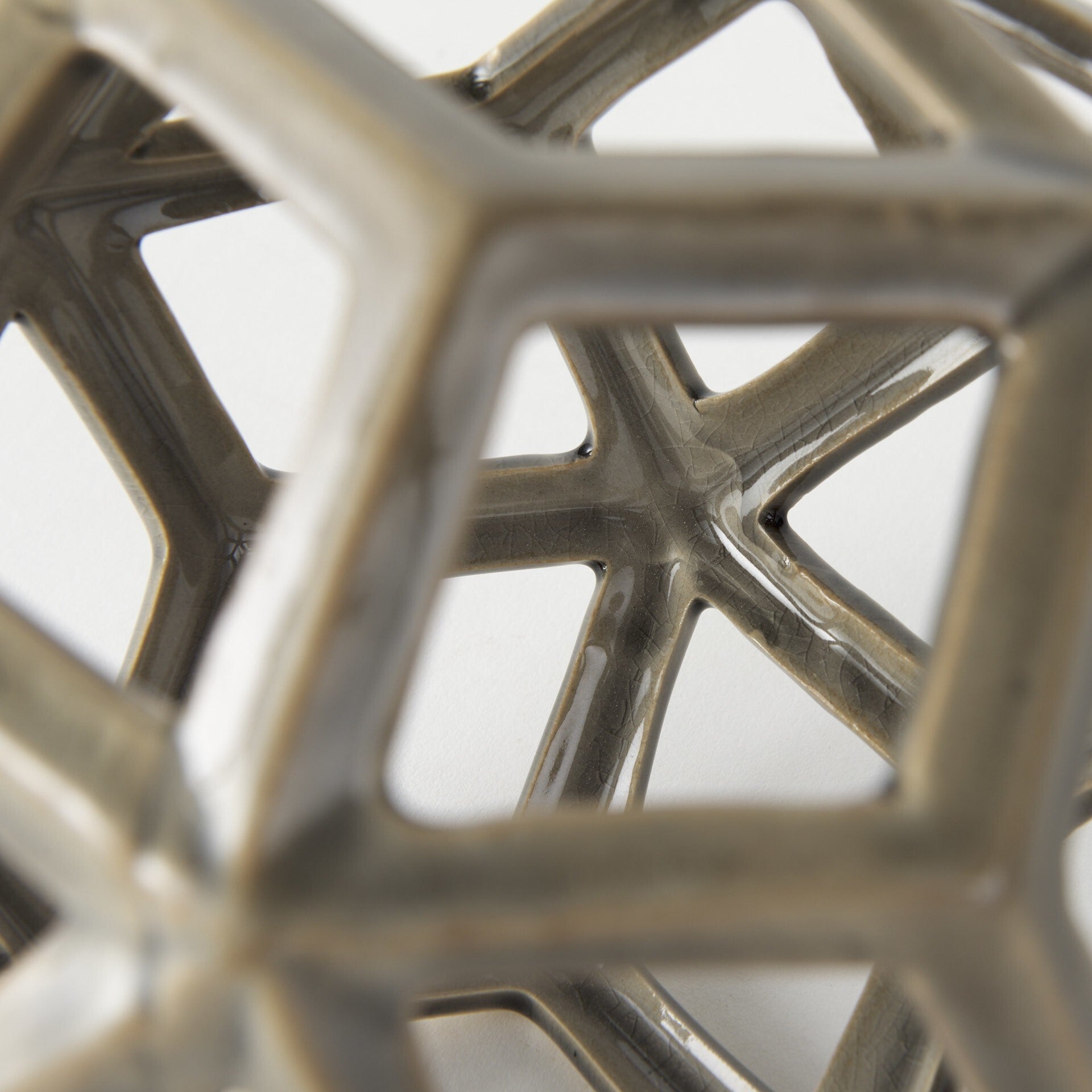 Khaki Crackle Glaze Ceramic Geometric Sculpture