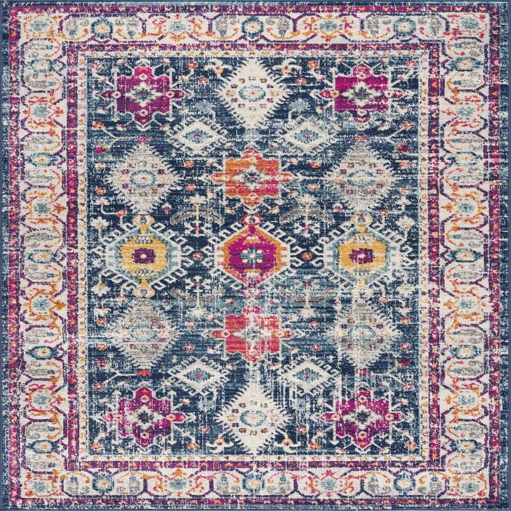 2' x 15' Navy Traditional Decorative Runner Rug