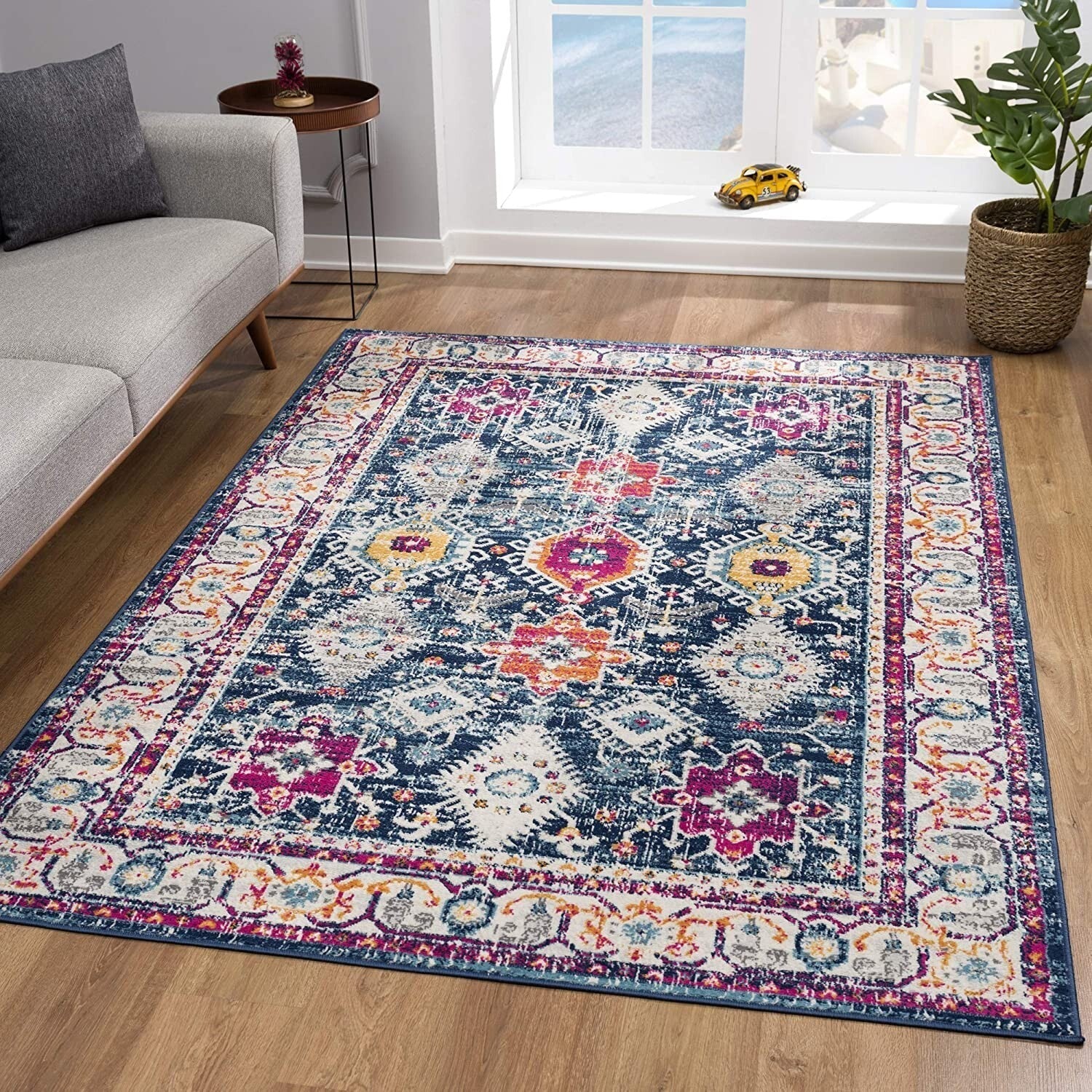 2' x 15' Navy Traditional Decorative Runner Rug
