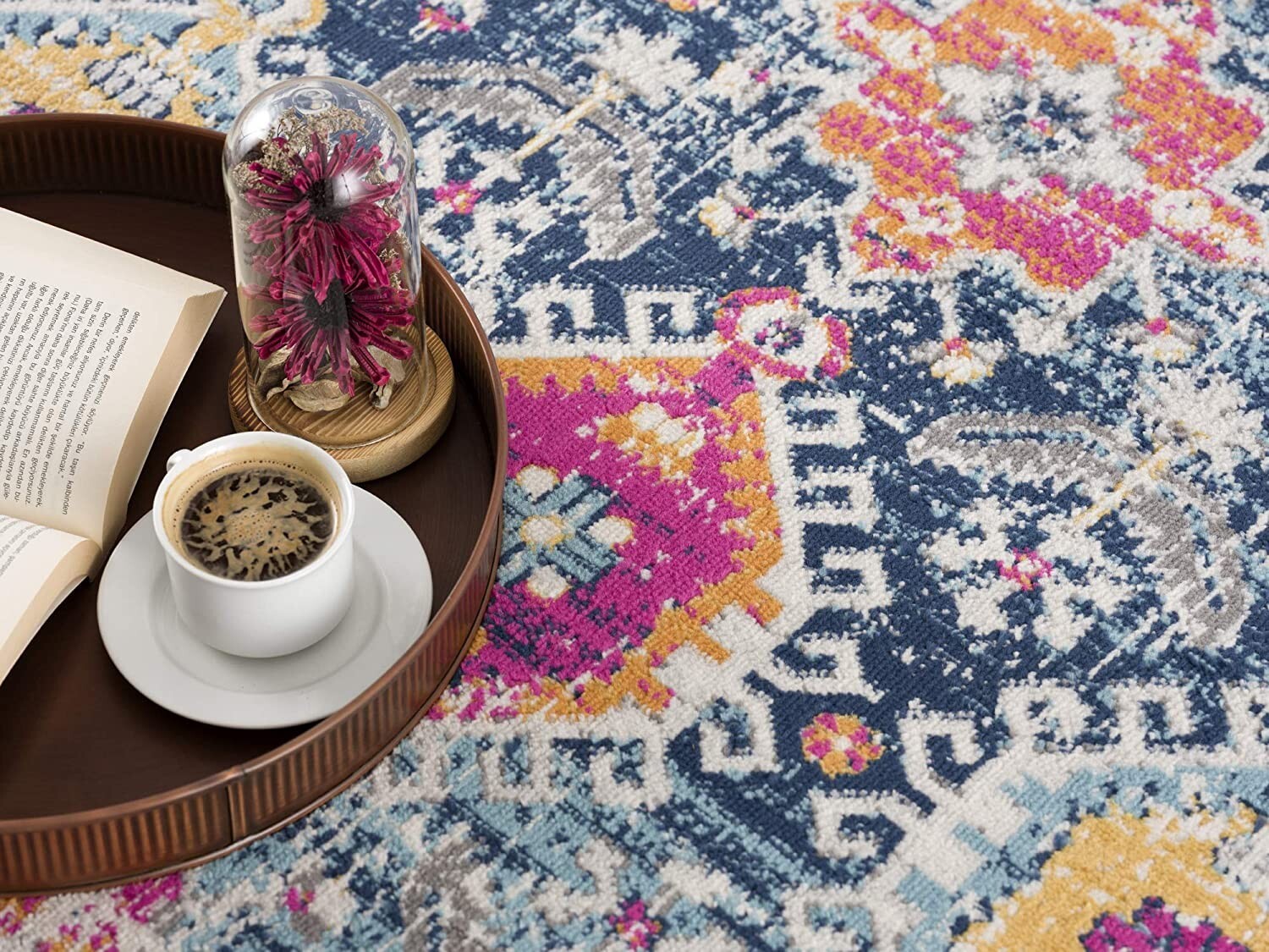 2' x 15' Navy Traditional Decorative Runner Rug