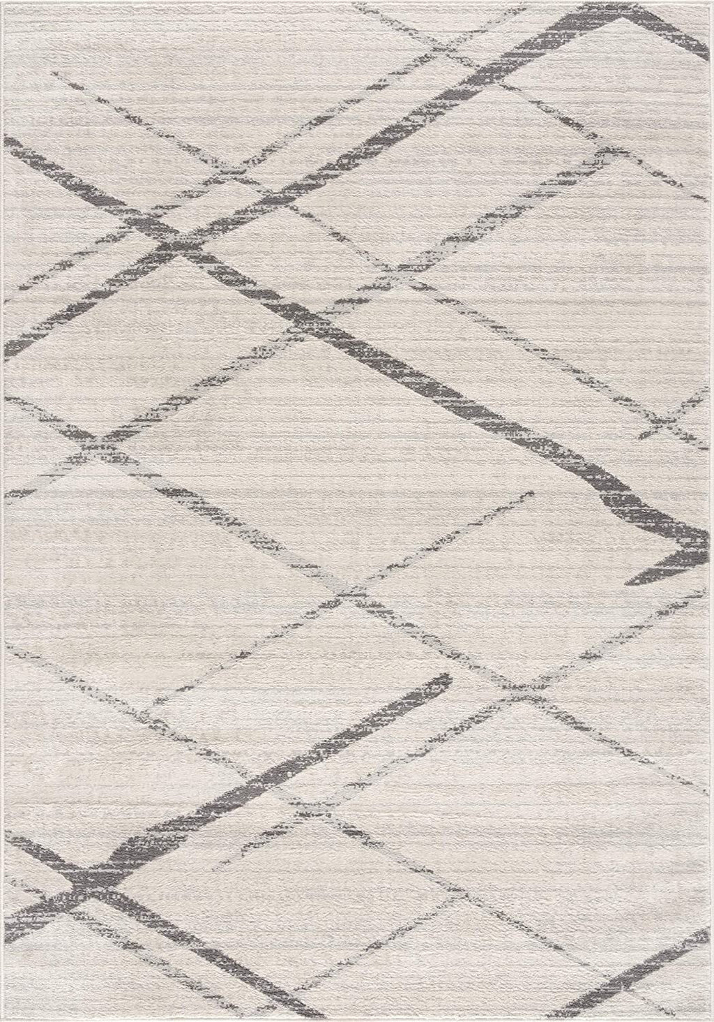 4' X 6' Gray and Ivory Geometric Area Rug