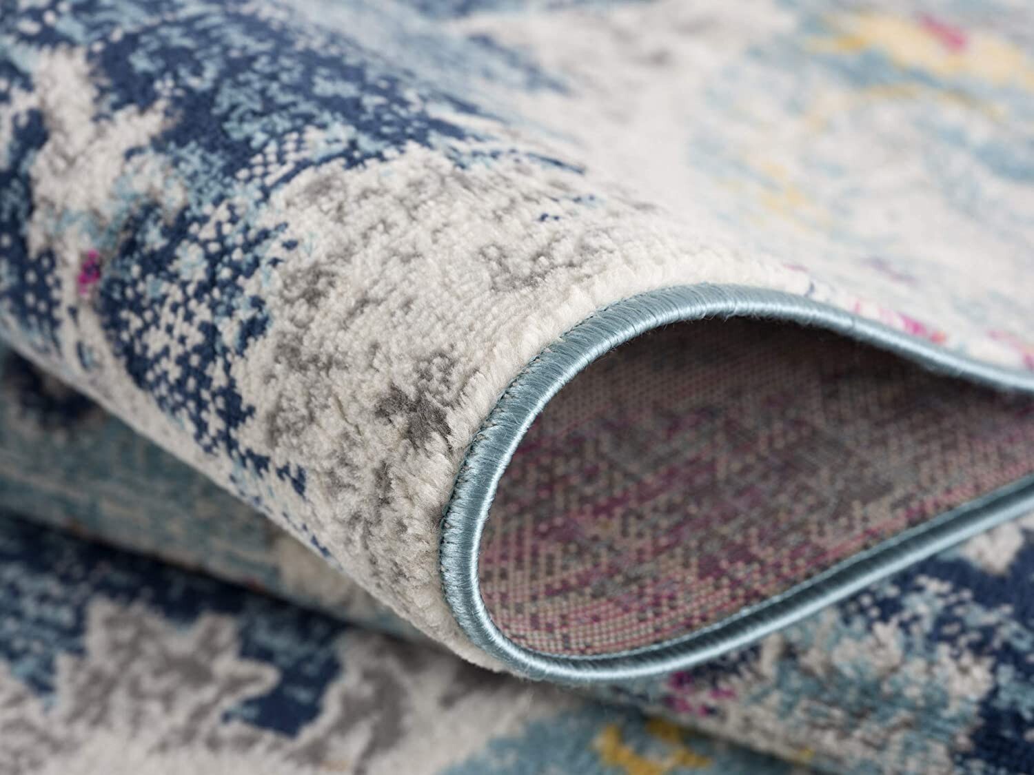 2' x 13' Blue Distressed Medallion Runner Rug