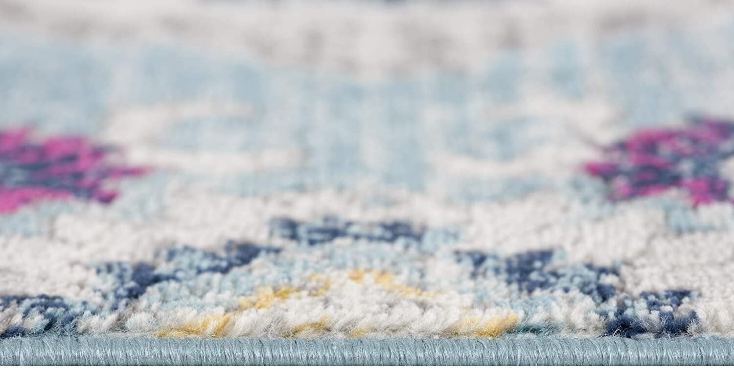 2' x 13' Blue Distressed Medallion Runner Rug