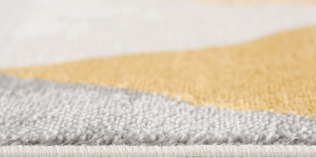 8' Runner Yellow and Ivory Geometric Runner Rug