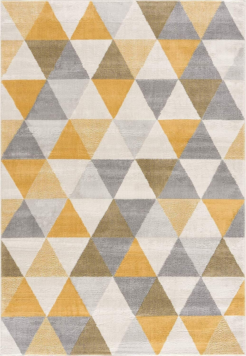 5' X 7' Yellow and Ivory Geometric Area Rug