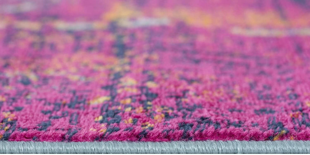 9' x 13' Gray and Magenta Abstract Area Rug